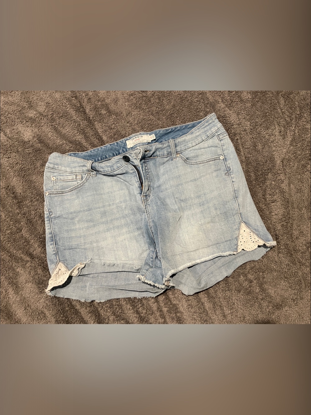 torrid Light Blue Denim Shorts with Eyelet Inset